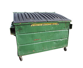 Image showing Green Trash or Recycle Dumpster On White with Clipping Path