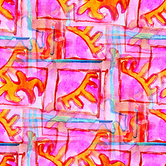 Image showing pink seamless cubism abstract art Picasso texture watercolor wal