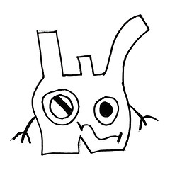Image showing monster ears evil hero hand drawing isolated