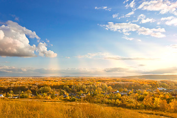 Image showing fall flat in Russia with countryside beautiful sky