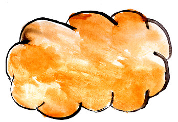 Image showing stroke yellow cloud paint brush color watercolor isolated on whi