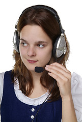 Image showing Frau mit Headset | young woman with head set