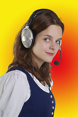 Image showing Frau mit Headset | young woman with head set