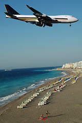 Image showing Plane over beach