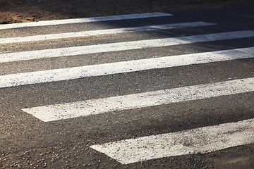 Image showing crosswalk asphalt background zebra road cars