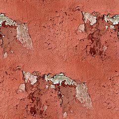 Image showing red wall plaster cracks paint seamless background texture