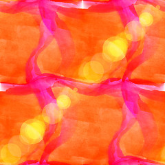 Image showing sun glare watercolor orange pink on white for your design