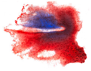 Image showing red, blue spot blotch texture isolated on a white background