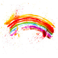 Image showing rainbow watercolor blot is isolated on a white background