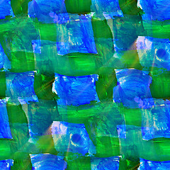 Image showing seamless painting Blue green square watercolor