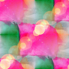 Image showing bokeh abstract pink green watercolor seamless texture hand paint