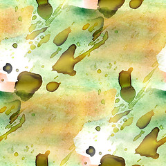 Image showing watercolour green, brown brush texture isolated