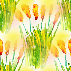 Image showing artist abstract grass yellow floral watercolor flower paintings 