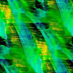 Image showing raster abstract green yellow painted wallpaper contemporary art 