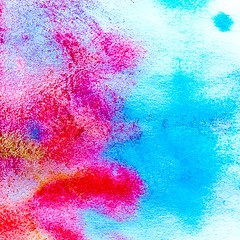 Image showing macro texture red blue watercolors with brush strokes