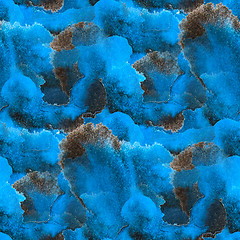 Image showing blue black paint watercolor seamless texture with spots and stre