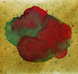 Image showing watercolor old red green retro abstract paint background color b