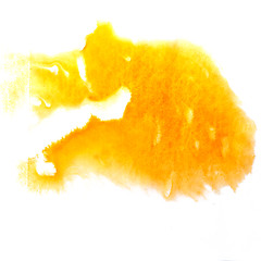 Image showing watercolor yellow blot hand isolated stain raster illustration