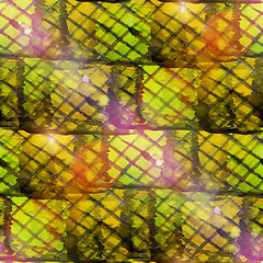 Image showing sun glare grunge texture, watercolor seamless green yellow band
