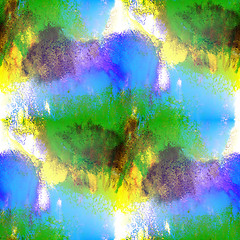 Image showing art blue, green, yellow hand paint background seamless watercolo