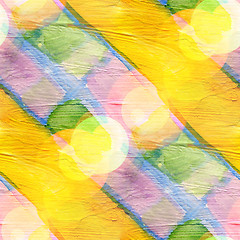 Image showing bokeh seamless art blue, yellow, ornament watercolor design