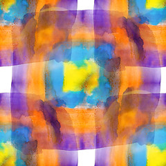 Image showing glare from purple blue yellow orange watercolors spot blotch