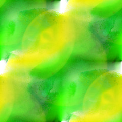 Image showing glare from spot watercolor green yellow blotch texture isolated