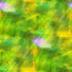 Image showing color seamless background green, yellow watercolor water art tex