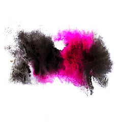 Image showing abstract pink black isolated watercolor stain raster illustratio