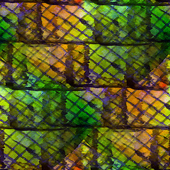 Image showing grunge band green, yellow, mesh texture, watercolor seamless, ba
