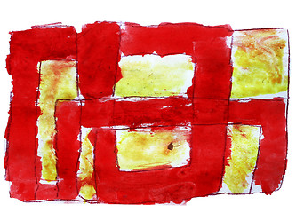 Image showing abstract red, yellow isolated watercolor stain