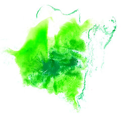 Image showing green Blob watercolor paint brush watercolour color stroke backg