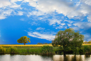Image showing summer river sky tree landscape nature forest reflection beautif