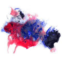 Image showing paint blue, red stroke splatters color watercolor