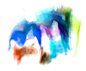 Image showing watercolor brush blue green abstract  art artistic isolated back