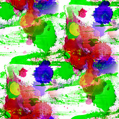 Image showing green blue red watercolor texture painting colorful background w