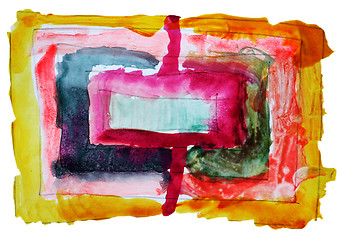 Image showing abstract yellow, red isolated watercolor stain