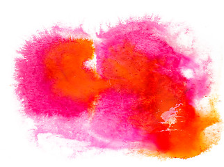 Image showing watercolor orange yellow red  texture splash ink watercolour iso