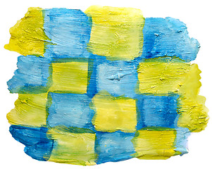 Image showing art yellow, blue watercolor isolated for your design