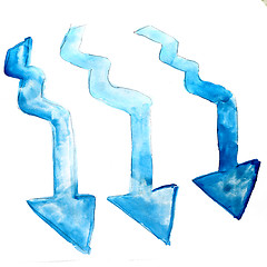 Image showing blue arrow watercolor paint brush watercolour color stroke backg