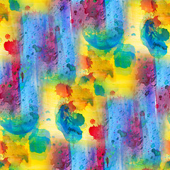 Image showing art background seamless yellow blue red bright watercolor