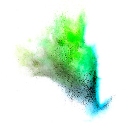 Image showing watercolor green paint abstract isolated blot