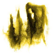 Image showing stroke paint splatters yellow, black color watercolor abstract w