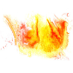 Image showing abstract yellow orange isolated watercolor stain raster illustra