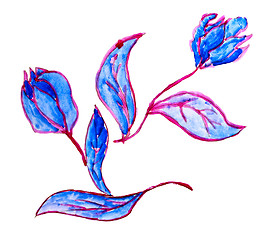 Image showing abstract floral blue purple watercolor flowers paint picture iso