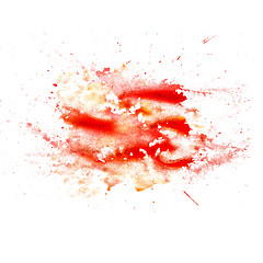 Image showing abstract watercolor blot texture patch of red isolated on white 