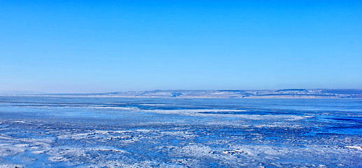 Image showing frozen ice lake winter winter landscape blue sky Baikal nature a