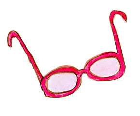 Image showing eye glasses pattern pink red watercolor solated on white backgro