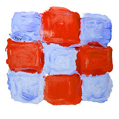 Image showing paint red blue square brush texture orange watercolor spot blotc