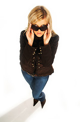 Image showing girl with black sunglasses